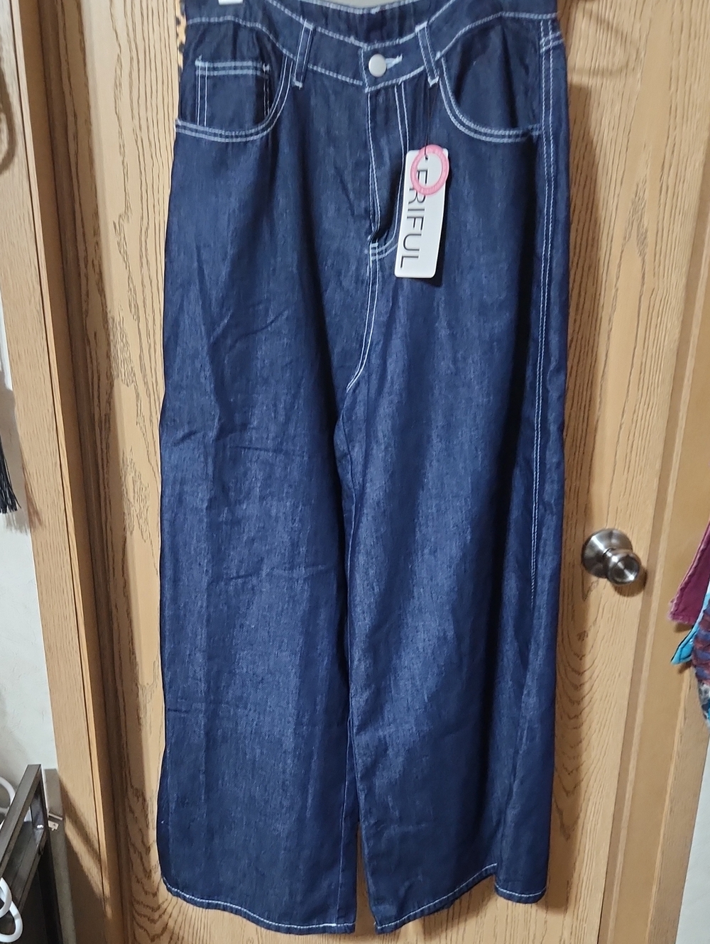 Wide-Leg Denim Jeans - Navy